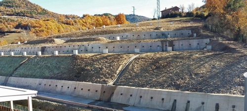 Civil works for the stabilization of a slope in th