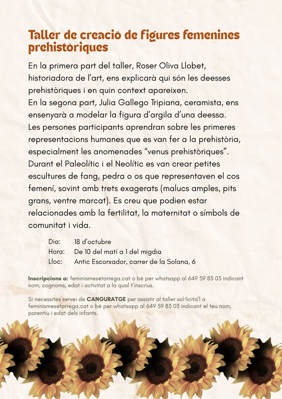 Taller de creació de figures femenines prehistòriques