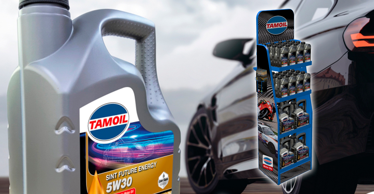 Expositor para Lubricantes Tamoil: innovación y resistencia.