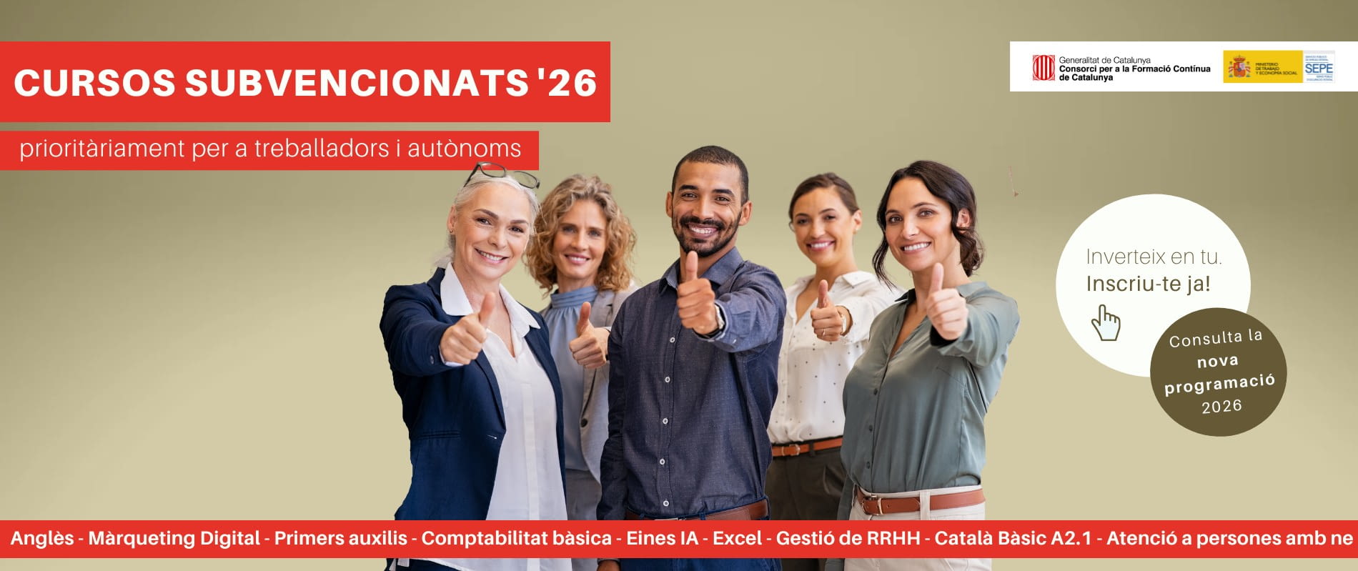 Cursos subvencionats per a treballadors Consorci