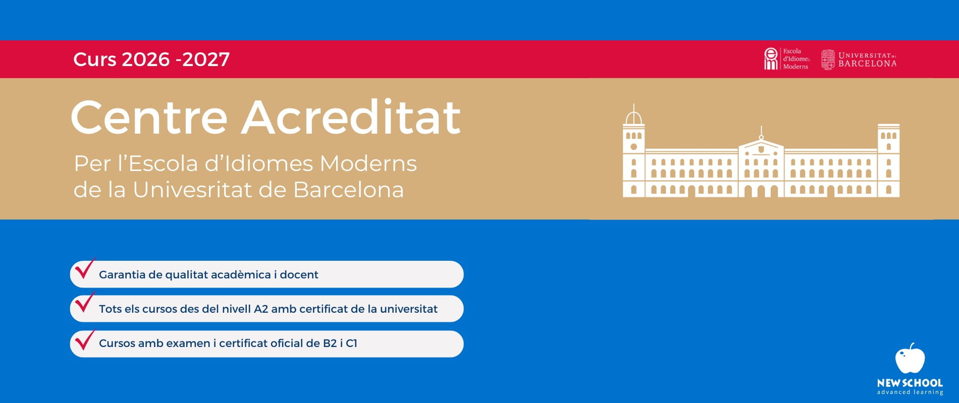 Escola acreditada per Escola d'Idiomes Moderns - Universitat de Barcelona