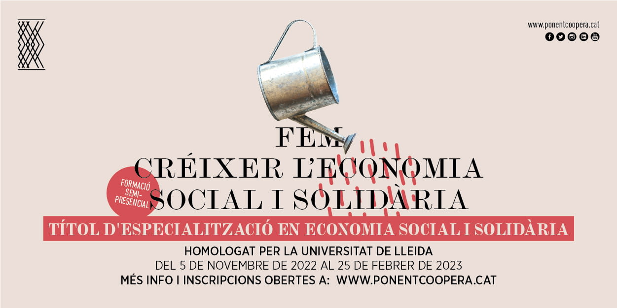 Torna el Títol d’especialització en Economia Social i Solidària de la UdL impulsat per Ponent Coopera en la seva cinquena edició