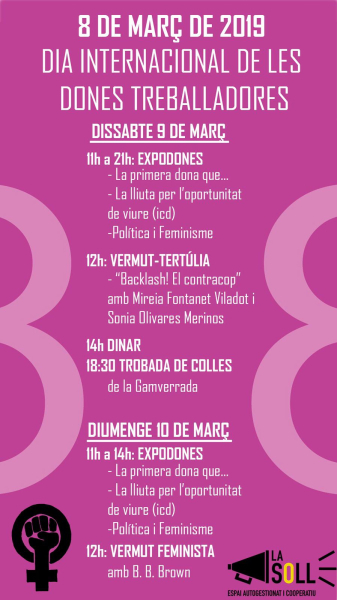 La Soll de Tàrrega prepara un 8 de març amb un seguit d'activitats reivindicatives