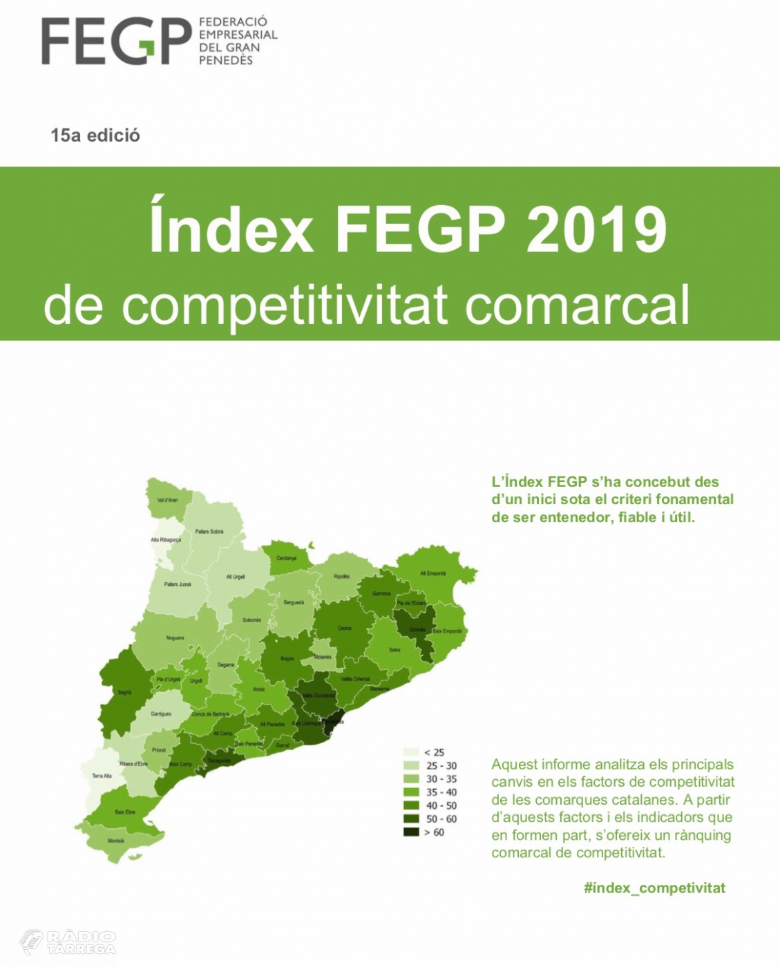 L’Urgell és la segona comarca de Ponent més ben posicionada en el rànquing de l'Índex 2019 de competitivitat comarcal