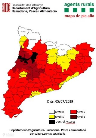 S'activa el Nivell 3 del Pla Alfa a 8 comarques entre les quals hi ha l'Urgell