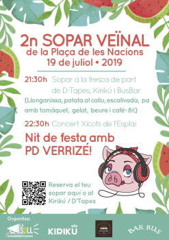 La plaça de les Nacions celebra el 2n sopar veïnal aquest divendres amb sopar a la fresca, concert i punxadiscos