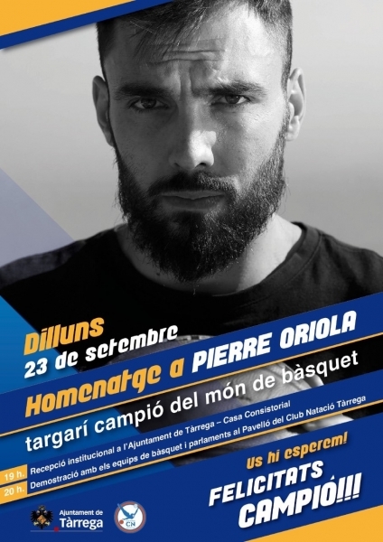 Tàrrega homenatjarà Pierre Oriola, campió del món de bàsquet, el dilluns 23 de setembre