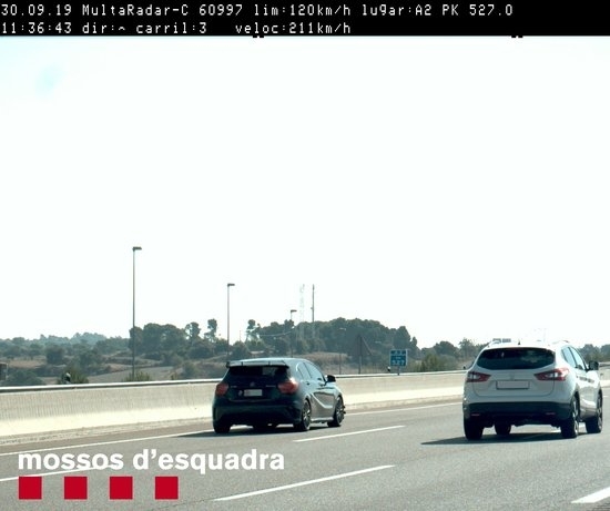 Denunciat un conductor per circular a 211 km/h per l'A-2, a la Segarra