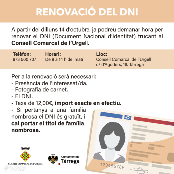 Torna a Tàrrega el servei d’expedició i renovació del DNI