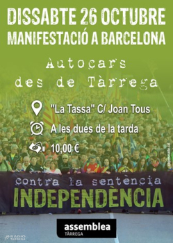 Autocars des de Tàrrega per la multitudinària manifestació del 26 d'octubre a Barcelona