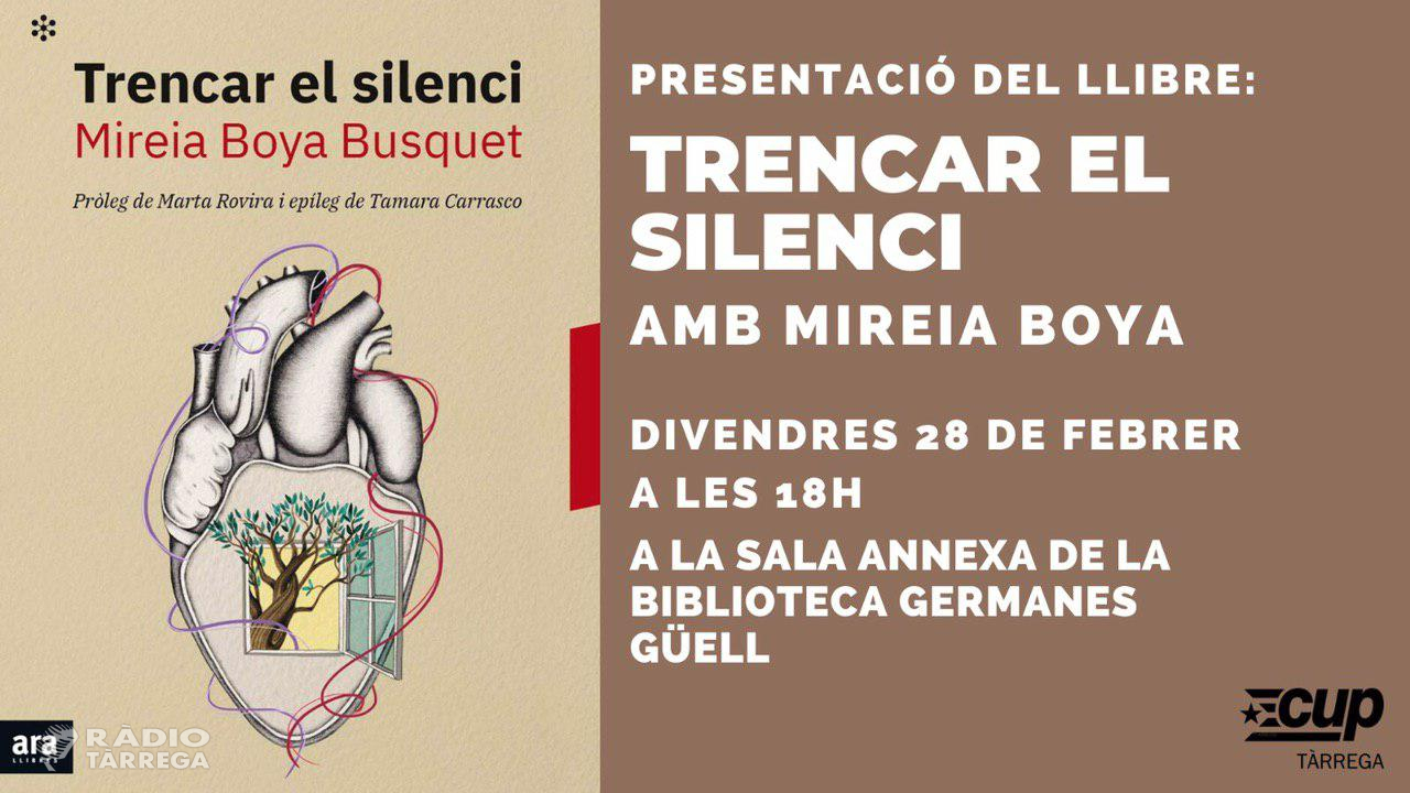Mireia Boya presenta aquest divendres el seu llibre “Trencar el Silenci” a Tàrrega