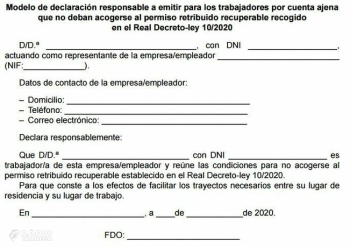 El BOE publica el model de declaració responsable perquè els treballadors essencials puguin anar a la feina