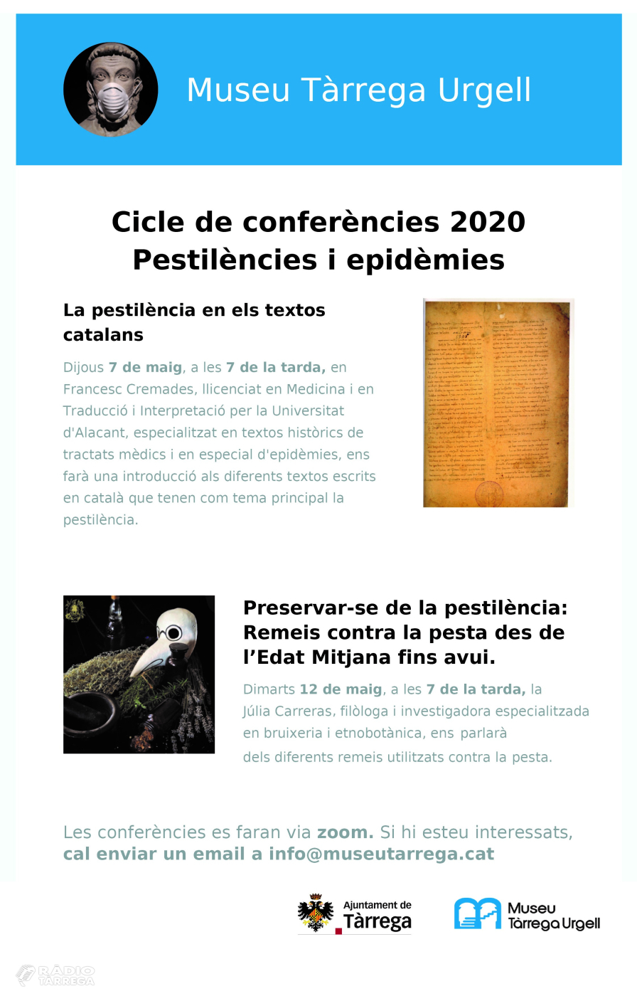 ACTUALITZACIÓ: El Museu Tàrrega Urgell oferirà per via telemàtica un programa de conferències sobre la pandèmia de la pesta a l’Edat Mitjana