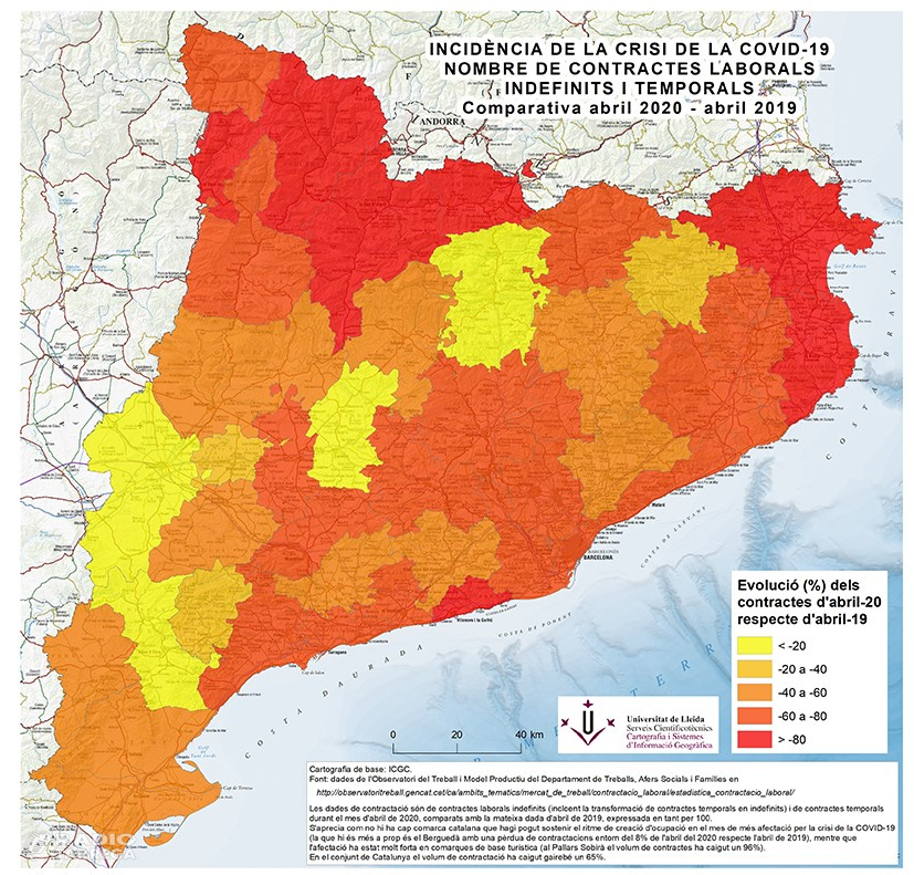 Per cada tres contractes l’abril de 2019, el mateix mes d’enguany només se’n ha fet un