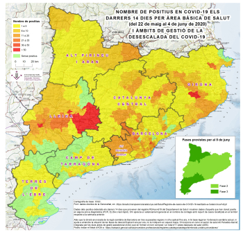 El darrer mapa del Servei Cientificotècnic de Cartografia i SIG de la Universitat de Lleida mostra que la COVID19 es resisteix a marxar