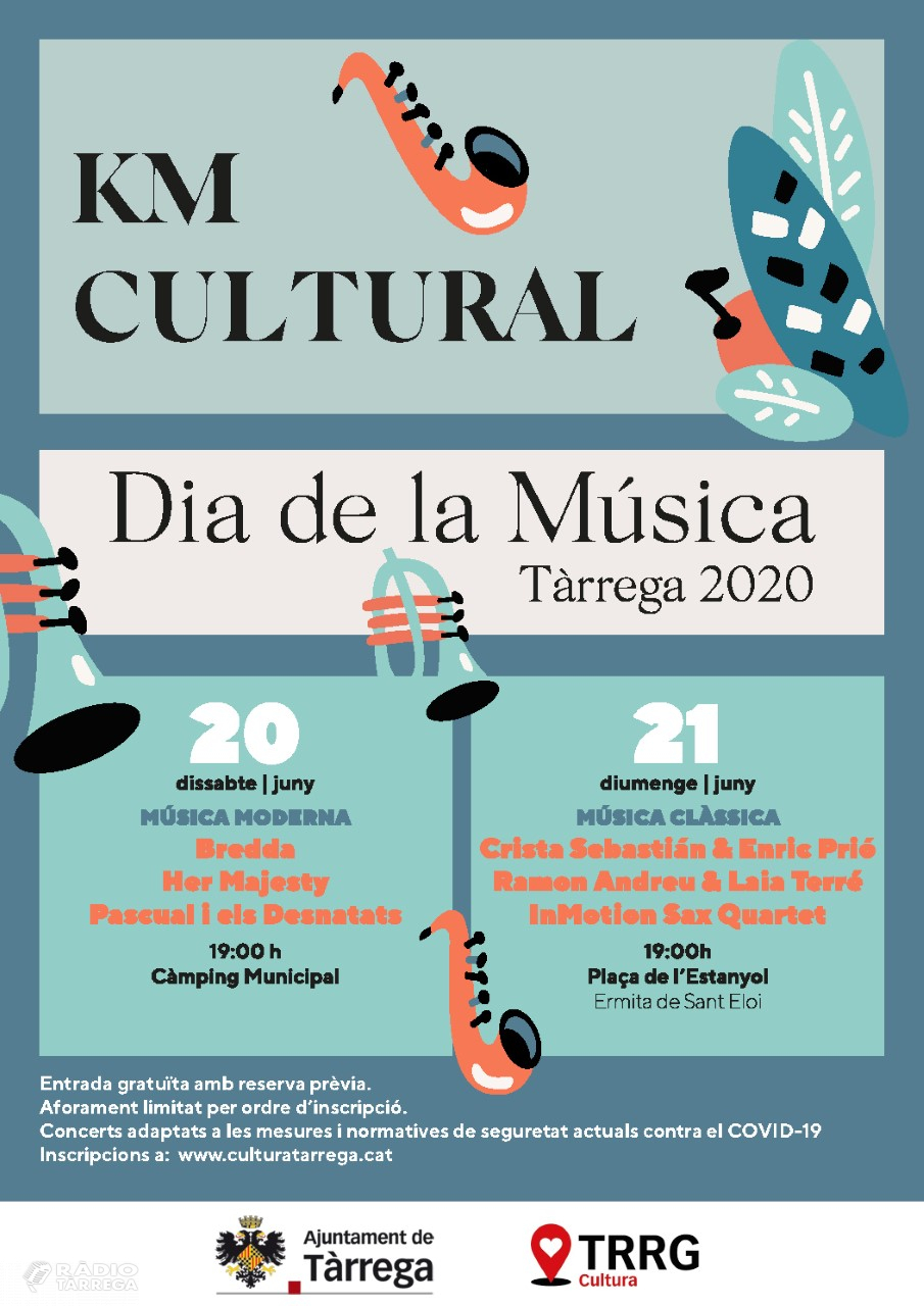 L’Ajuntament de Tàrrega reactiva el sector cultural amb dos concerts de petit format els dies 20 i 21 de juny