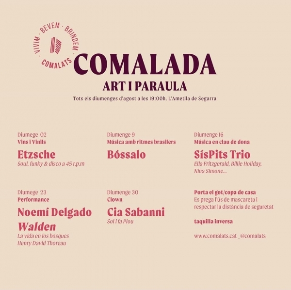 Torna el Festival 'Comalada Art i Paraula' al celler Comalats els diumenges d'agost
