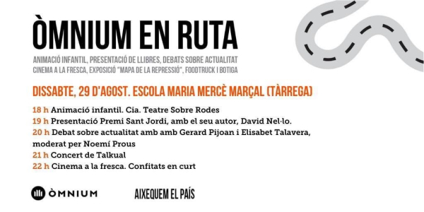 La campanya d'estiu Òmnium en ruta arriba a Tàrrega aquest proper dissabte 29 d'agost