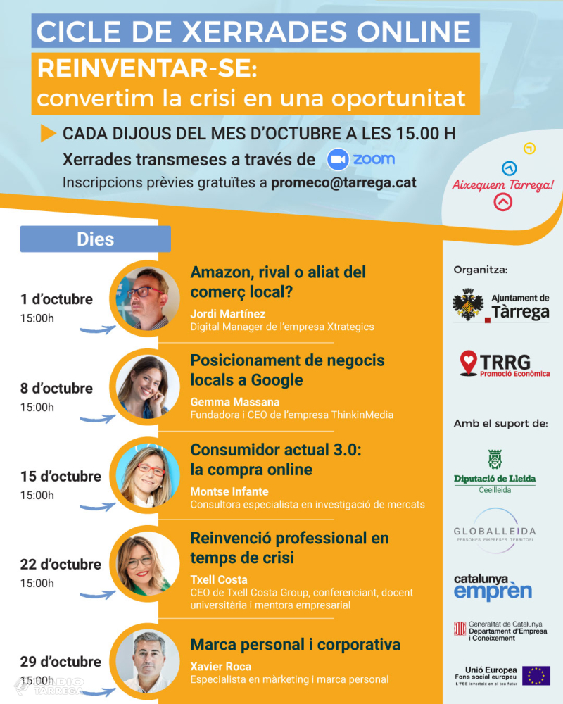 L’Ajuntament de Tàrrega assessora el sector del comerç i serveis sobre noves estratègies de negoci davant la digitalització