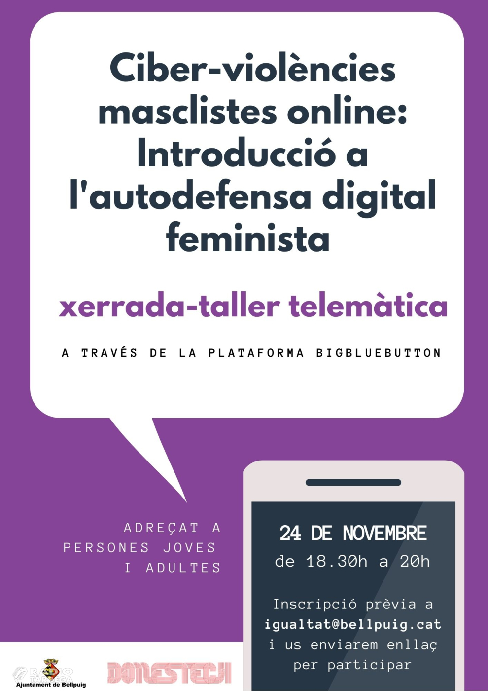 Les ciber-violències masclistes: introducció a l’autodefensa digital feminista en motiu del 15N a Bellpuig