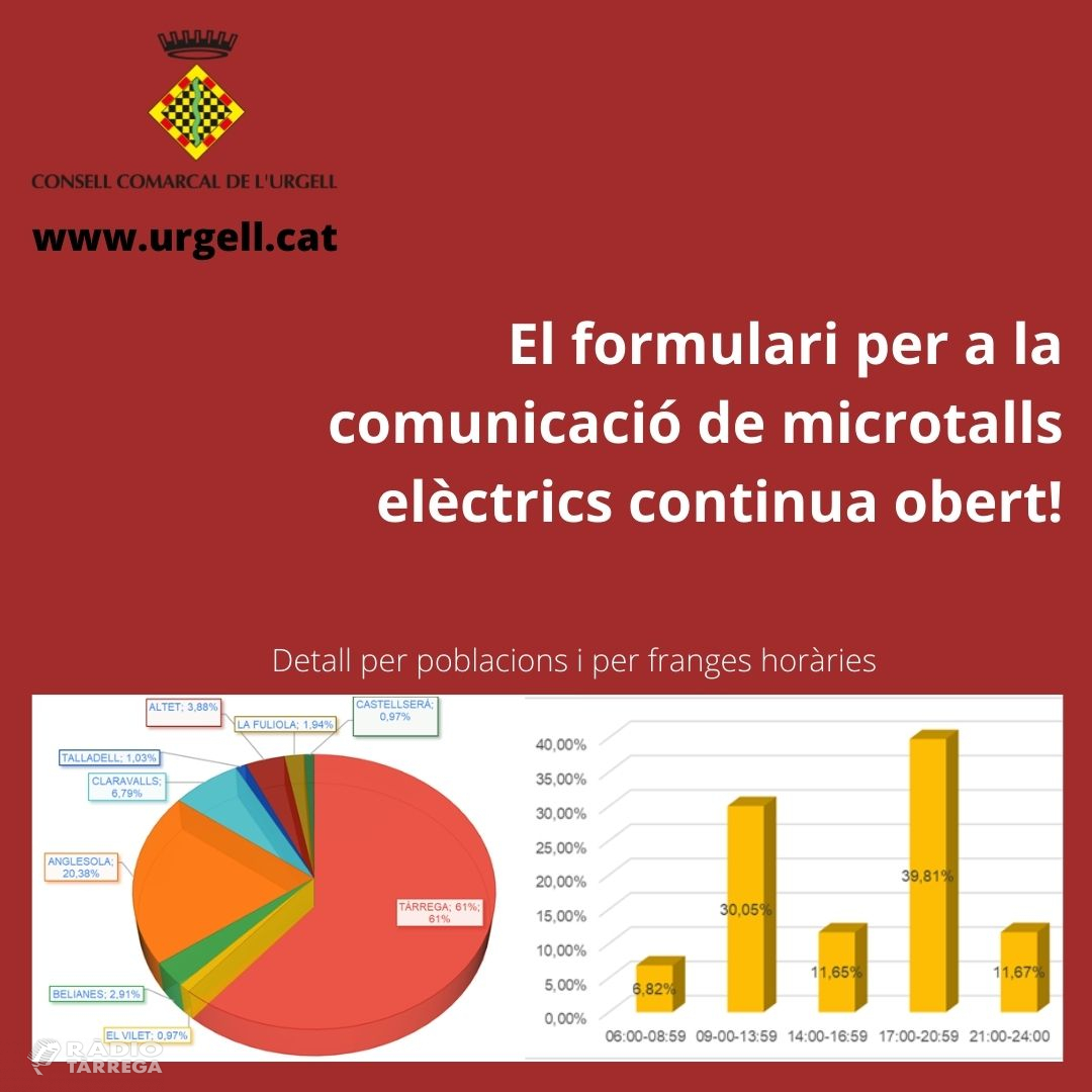 El Consell Comarcal de l'Urgell recull 104 comunicacions de microtalls en el subministrament elèctric en set dies