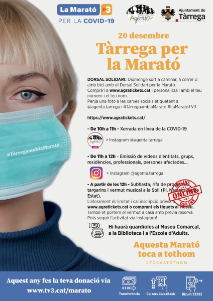 Agenta canvia el format presencial d’algunes activitats de la Marató d’enguany despres de l’anunci del govern