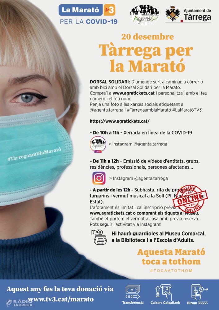 Agenta canvia el format presencial d’algunes activitats de la Marató d’enguany despres de l’anunci del govern