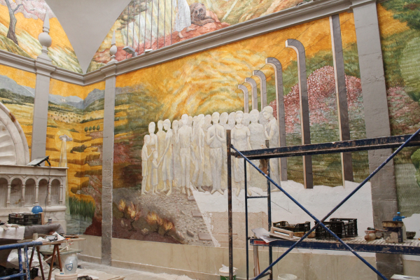 L'artista targarí Josep Minguell reivindica la pintura al fresc en plena pandèmia amb un conjunt mural de 100 m2