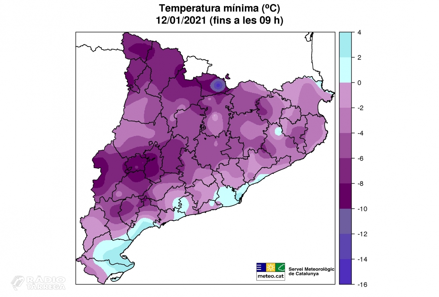 Temperatures de més de 9 graus sota zero en algunes poblacions de l'Urgell