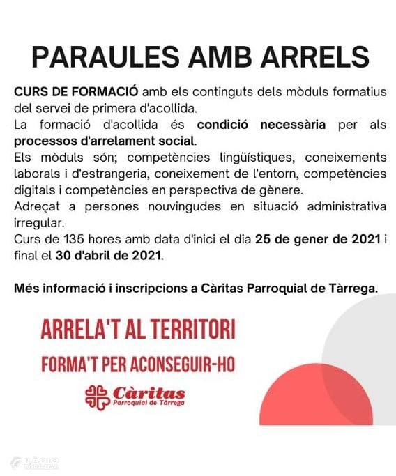 Caritas Parroquial de Tàrrega imparteix el programa 'Paraules amb Arrels'