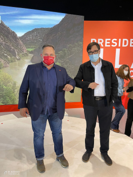 El PSC fa l'acte central de campanya a Lleida amb la presència de Salvador Illa, Òscar Ordeig, Meritxell Batet i el President del Govern, Pedro Sánchez