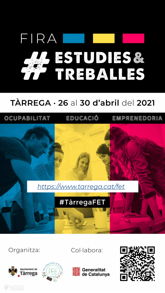 L’Ajuntament de Tàrrega i el Pla Educatiu d'Entorn organitzen en format virtual la primera edició de la Fira Estudies & Treballes