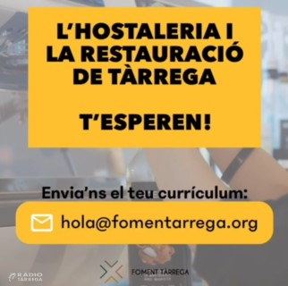 Foment Tàrrega crea una borsa de treball específica donar servei als sectors de l'hostaleria i restauració