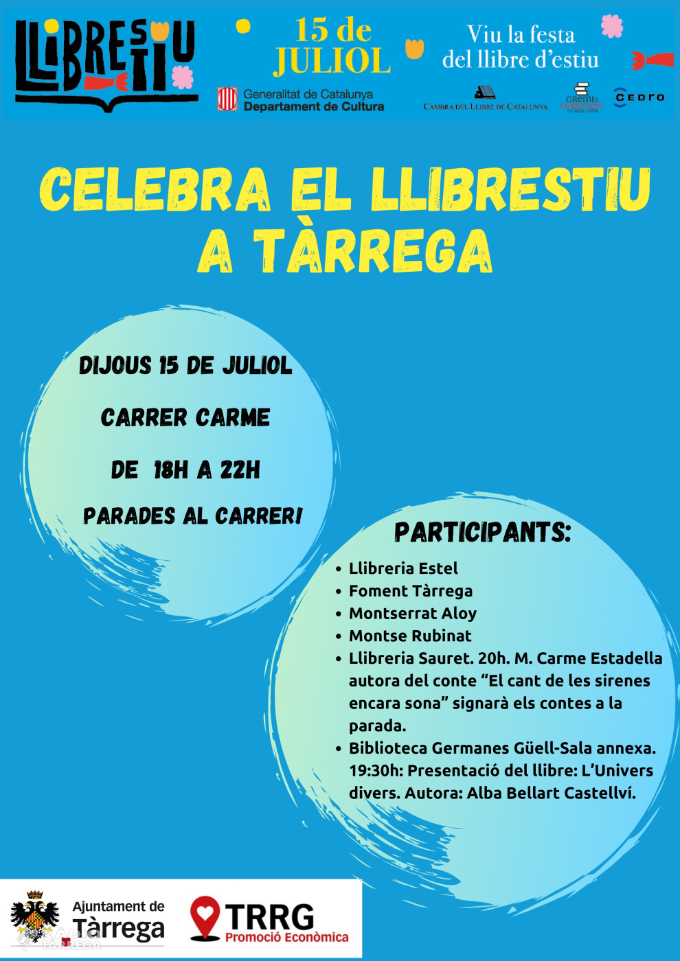 Tàrrega celebra la nova festa Llibrestiu el dijous 15 de juliol al carrer del Carme