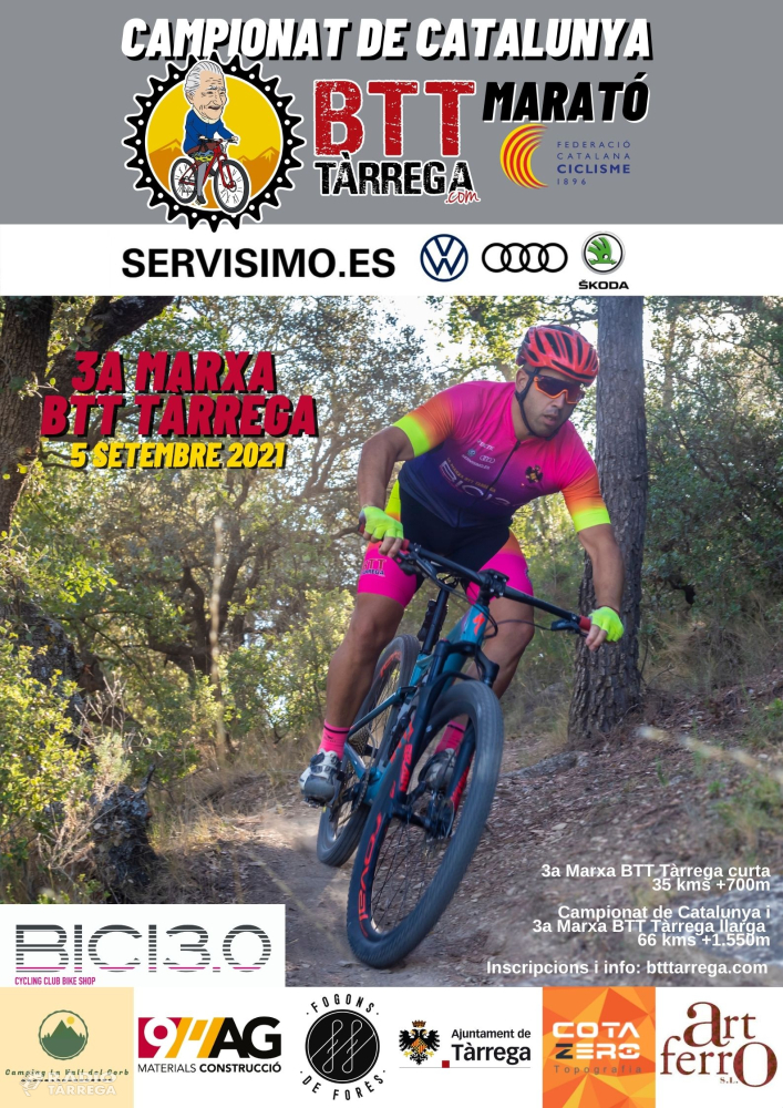 Tàrrega celebra la 3a edició de la 'Marxa BTT · Campionat de Catalunya' aquest proper diumenge 5 de setembre