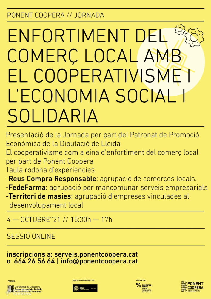 Ponent Coopera vol enfortir el comerç local amb el Cooperativisme i l’Economia Social i Solidària