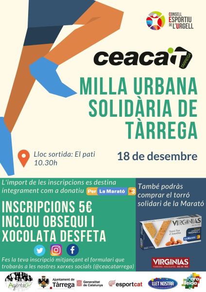 Torna la Milla urbana solidària per la Marató de tv3 que organitza el CEACA Tàrrega