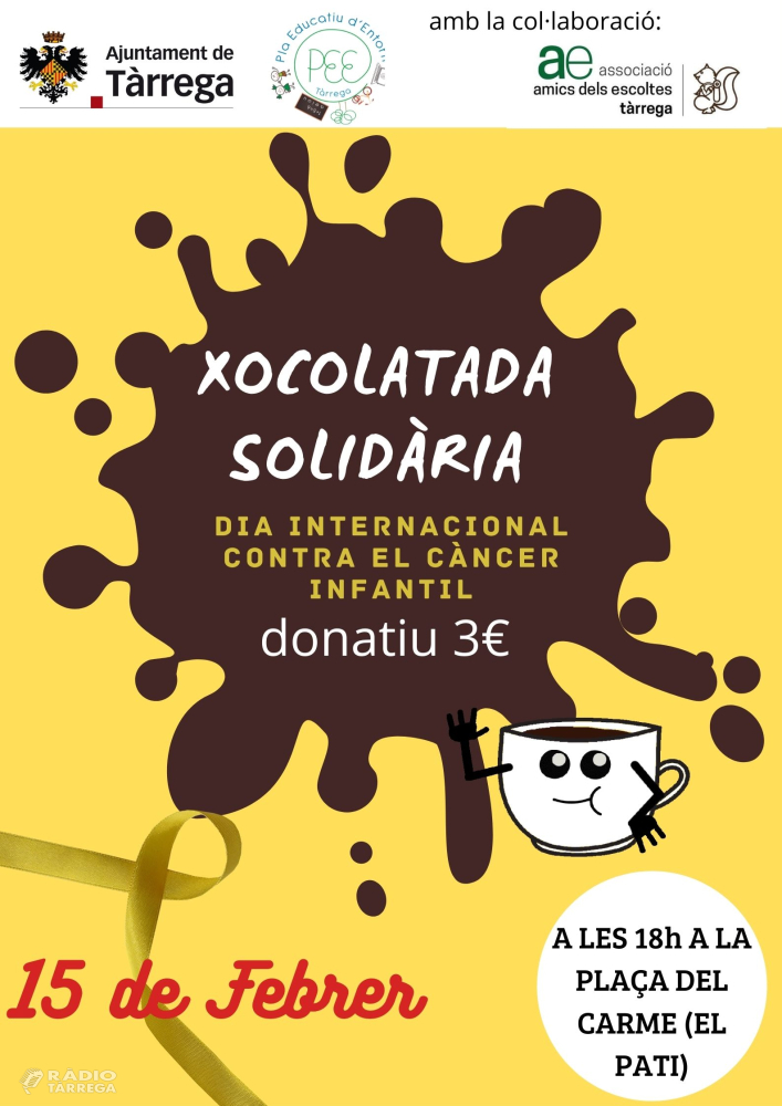 Tàrrega commemora el Dia Mundial contra el Càncer Infantil amb un acte solidari