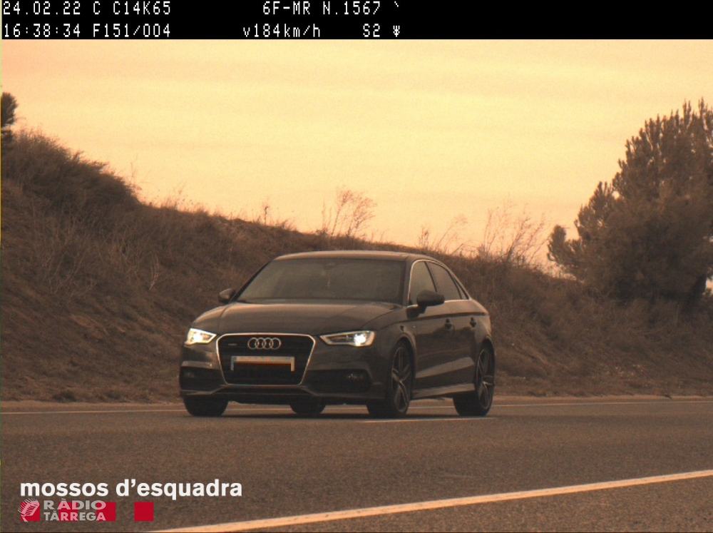 Els Mossos d'Esquadra denuncien penalment un conductor per circular a 184 Km/h per la C-14 a l'Urgell