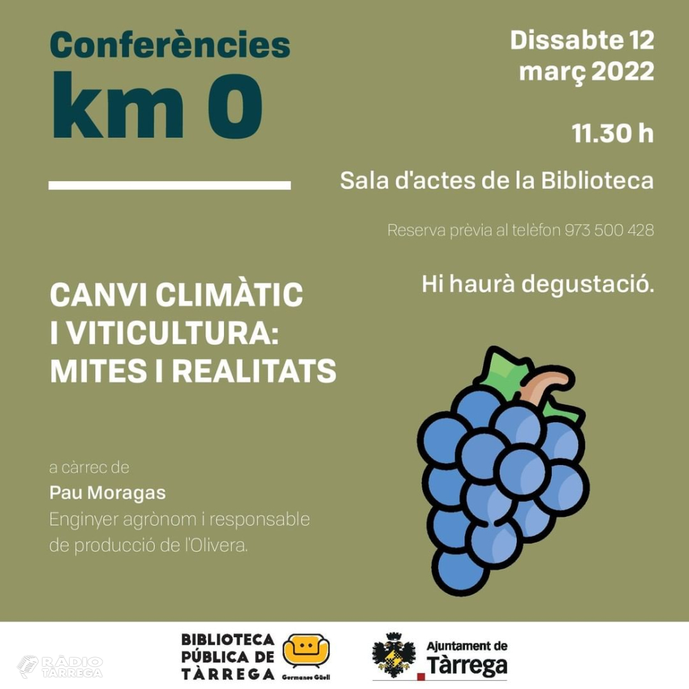 La Biblioteca Pública de Tàrrega - Germanes Güell dedica el cicle de conferències ‘Km 0’ al canvi climàtic