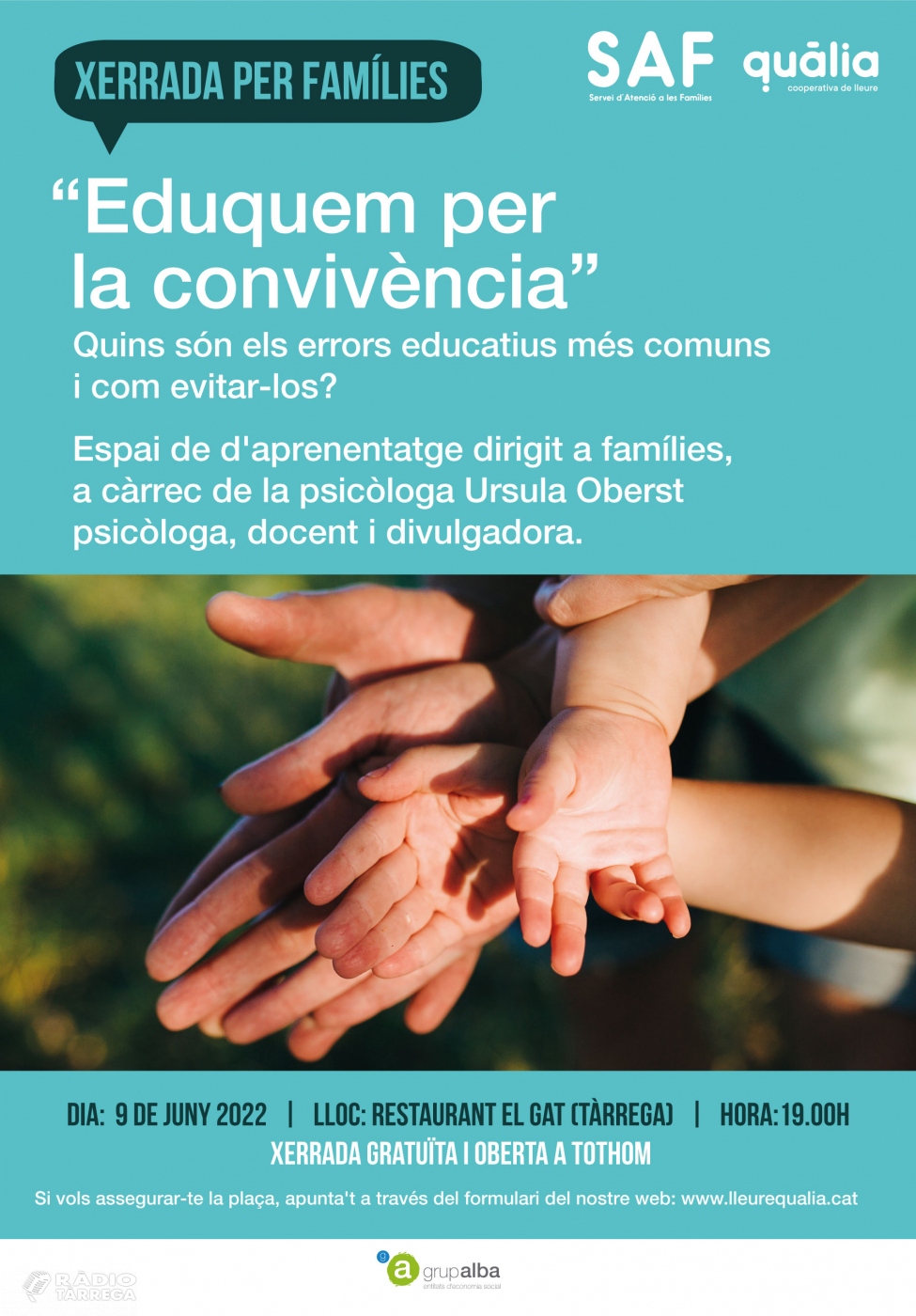 El servei d'atenció a les famílies de l'Urgell organitza una segona xerrada per famílies: 'Eduquem per la convivència'