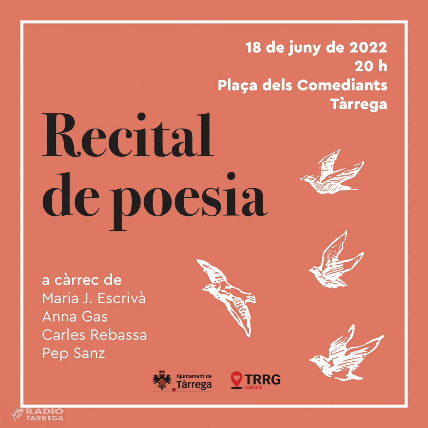 La Regidoria de Cultura de Tàrrega organitza un recital poètic amb diversos autors dels Països Catalans