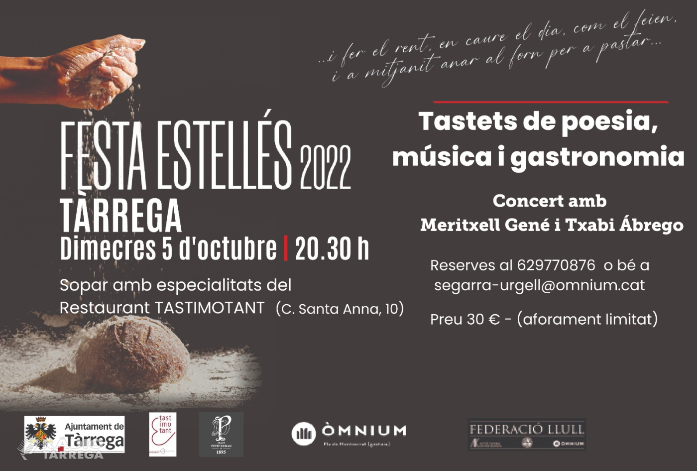 Òmnium Segarra-Urgell organitza la segona edició de la festa Estellés amb la participació de Meritxell Gené