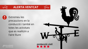 Protecció Civil de la Generalitat activa l'Alerta del pla VENTCAT per la previsió de fort vent a partir de la mitjanit