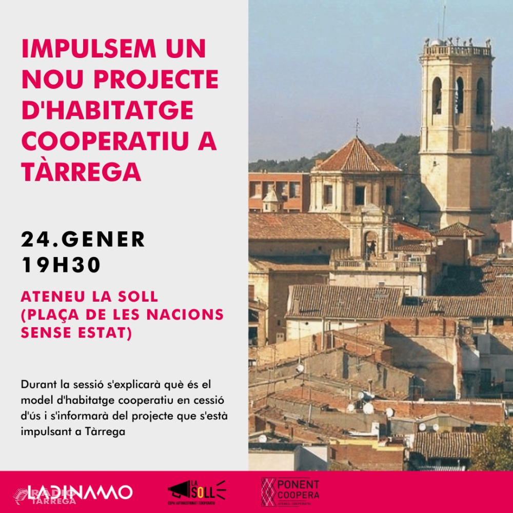 La Soll acull la presentació d'un nou projecte d'habitatge cooperatiu a Tàrrega de la mà de la Fundació La Dinamo