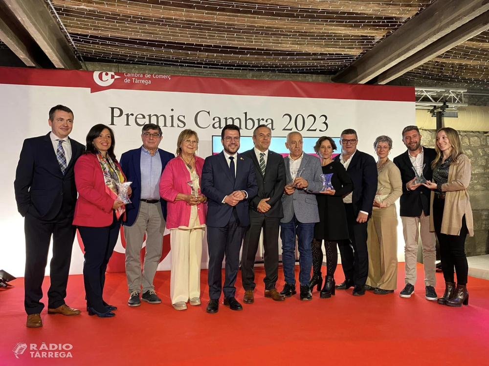 El president Aragonès encapçala el lliurament de la 10a edició dels premis que atorga la Cambra de Comerç de Tàrrega
