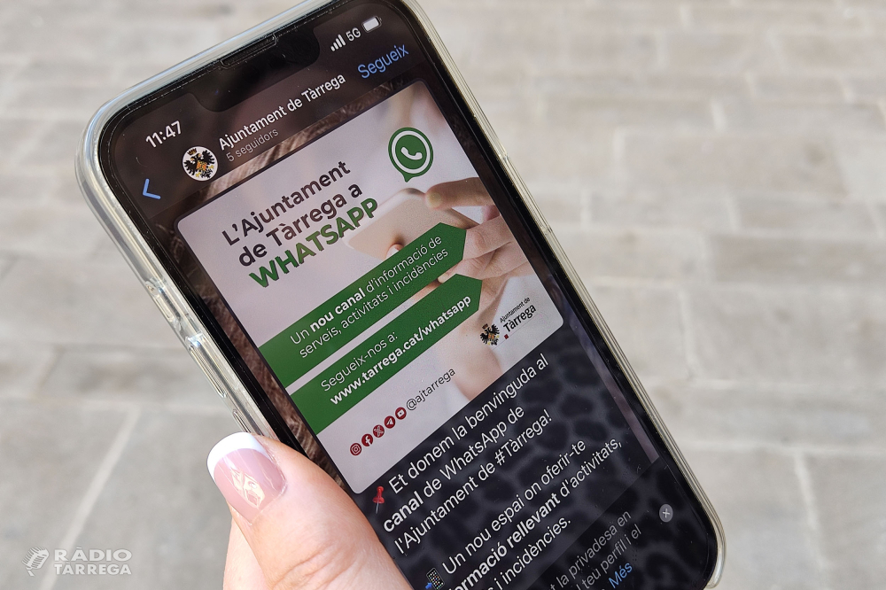 L’Ajuntament de Tàrrega obre un canal de WhatsApp per informar d’incidències, serveis i activitats rellevants