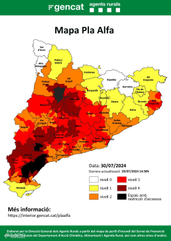 El Govern alerta de l'elevat perill d'incendi forestal a partir de demà