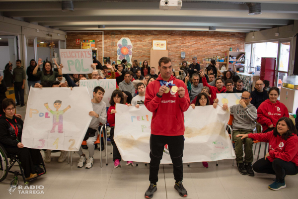Gran rebuda a Pol Puiggener, del Club Alba, doble medalla d’or als Special Olympics d’Hivern