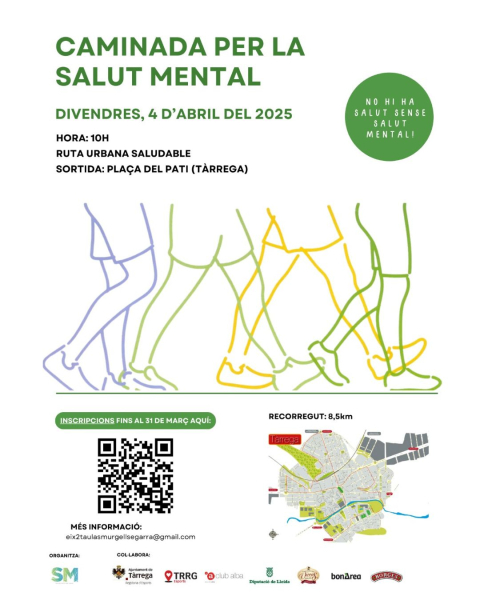 La Taula de Salut Mental Urgell – Segarra organitza la Caminada per la Salut Mental a Tàrrega el divendres 4 d'abril